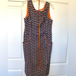 Sleeveless dress, slim belt included..cute sailboat pattern